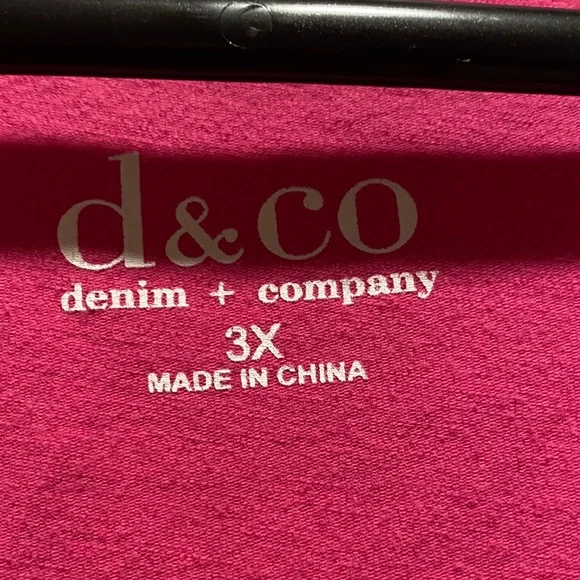 Denim & Co. Bright Pink Tank Top 3X Cotton Stretch Sleeveless Top - Picture 2 of 3